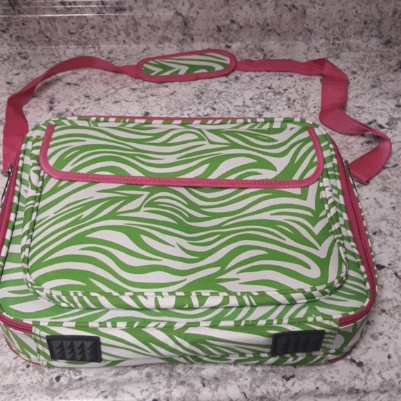Green and Pink Lap Top Briefcase. - Picture 1 of 6
